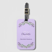 Violett-Lavaflorale Monogramm-Name elegant Gepäckanhänger (Vorderseite Vertikal)