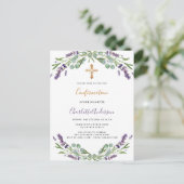 Violett-Lavendel-Blumengrün Bestätigung Einladungspostkarte (Stehend Vorderseite)