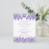 Violett-Lavendel QR UAWG Details Hochzeit Einladungspostkarte (Stehend Vorderseite)