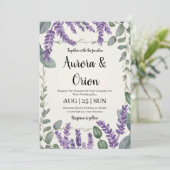 Violett-Lavendel und Eukalyptus-Einladungen zur Ho Einladung (Stehend Vorderseite)