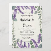 Violett-Lavendel und Eukalyptus-Einladungen zur Ho Einladung (Vorne/Hinten)