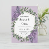 Violett-Lavendel und Eukalyptus-Einladungen zur Ho Einladung (Stehend Vorderseite)