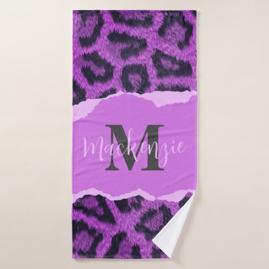 Violett-Leopard-Printwerbung Badhandtuch Set (Badehandtuch)