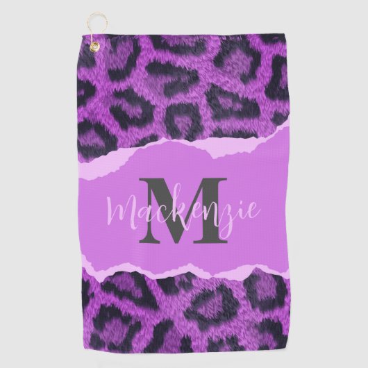 Violett-Leopard-Printwerbung Golfhandtuch (Vorderseite)