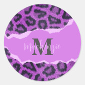 Violett-Leopard-Printwerbung Runder Aufkleber (Vorderseite)