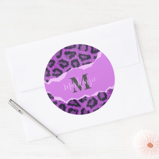 Violett-Leopard-Printwerbung Runder Aufkleber (Umschlag)