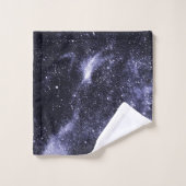 Violett lila abstrakte Galaxie Badhandtuch Set (Waschlappen)