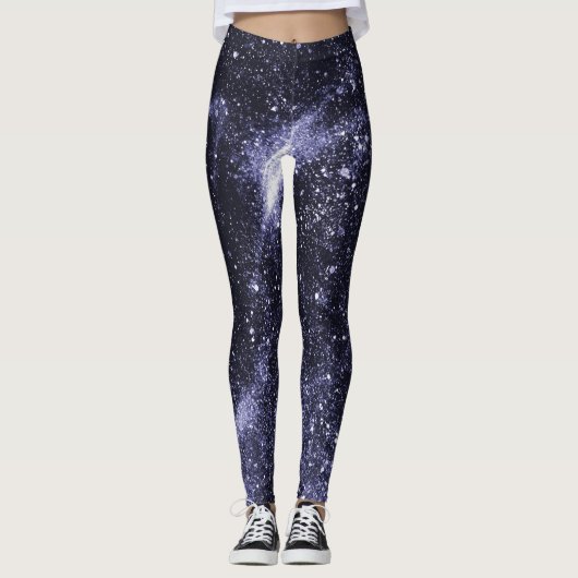 Violett lila abstrakte Galaxie Leggings (Vorderseite)