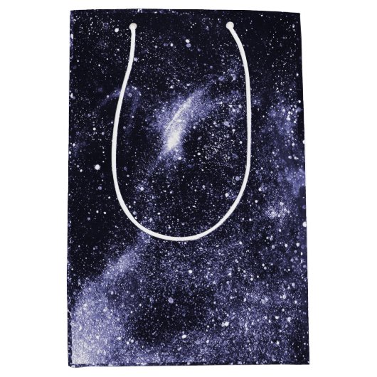 Violett lila abstrakte Galaxie Mittlere Geschenktüte (Vorderseite)