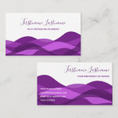 Violett lila abstrakte Wellen Kalligraphie Visitenkarte (Vorne/Hinten)