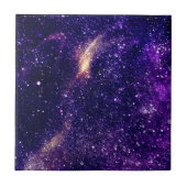 Violett lila abstraktes Galaxienuniversum Fliese (Vorderseite)