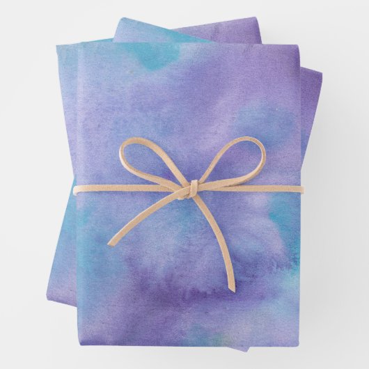 Violett Lila Aquamarin grün Abstrakte Wasserfarbe Geschenkpapier Set (Beispiel)