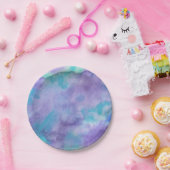 Violett Lila Aquamarin grün Abstrakte Wasserfarbe Pappteller (Party)