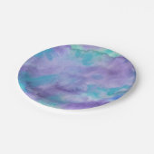 Violett Lila Aquamarin grün Abstrakte Wasserfarbe Pappteller (Schrägansicht)