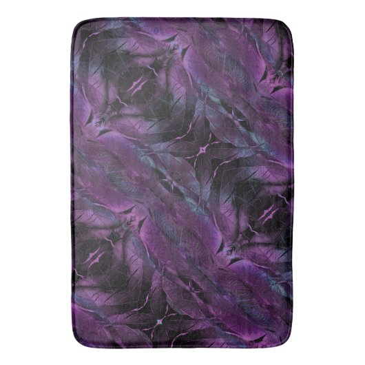 Violett Lila blaue Federstruktur abstrakt Badematte (Vorderseite Vertikal)