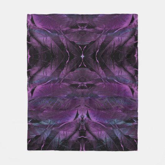 Violett Lila blaue Federstruktur abstrakt Fleecedecke (Vorderseite)