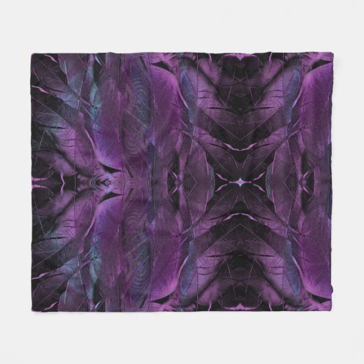 Violett Lila blaue Federstruktur abstrakt Fleecedecke (Vorderseite (Horizontal))