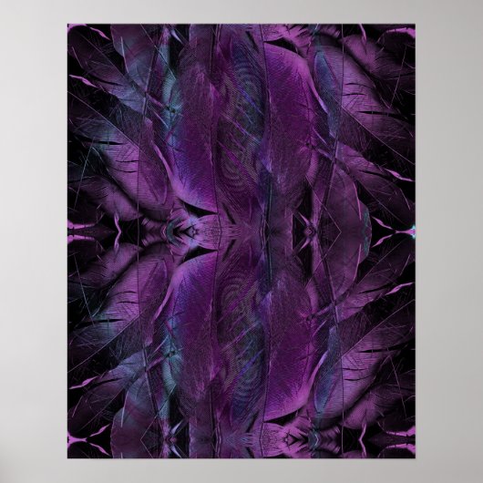 Violett Lila blaue Federstruktur abstrakt Poster (Vorne)
