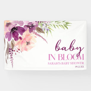 Violett Lila Blütenbaby in Bloom Baby Dusche Banner
