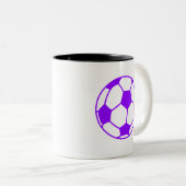 Violett Lila Fußballball Zweifarbige Tasse (VorderseiteRechts)