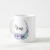 Violett Lila Mama Tasse Wasserfarben Blume Delikat (Vorderseite Links)