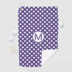 Violett Lila mit weißen Tupfen Monogramm Golfhandtuch