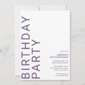 Violett Lila | Modernes Minimum für jedes Alter Ge Einladung (Vorderseite)