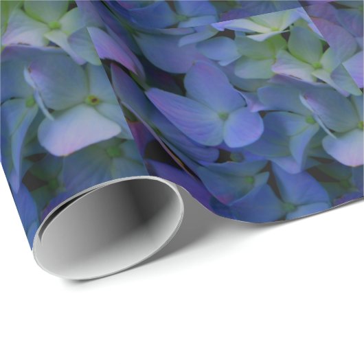 Violett lila-rosa-blaue Hydrangeas-Blume Geschenkpapier (Rolleneckpunkt)