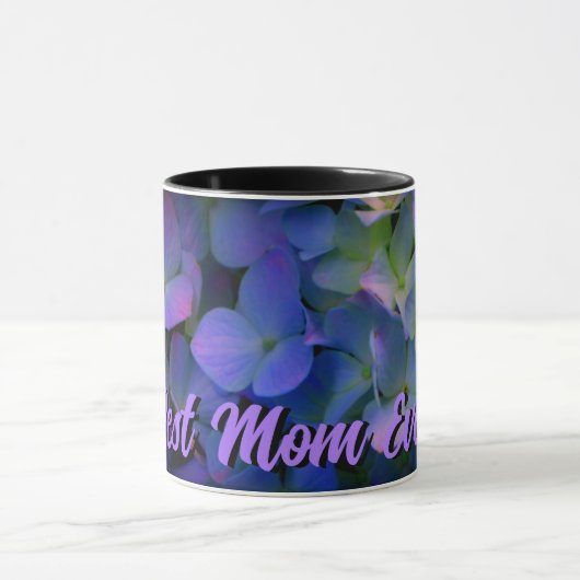 Violett lila-rosa-blaue Hydrangeas Blume Mama Tasse (Zentrum)