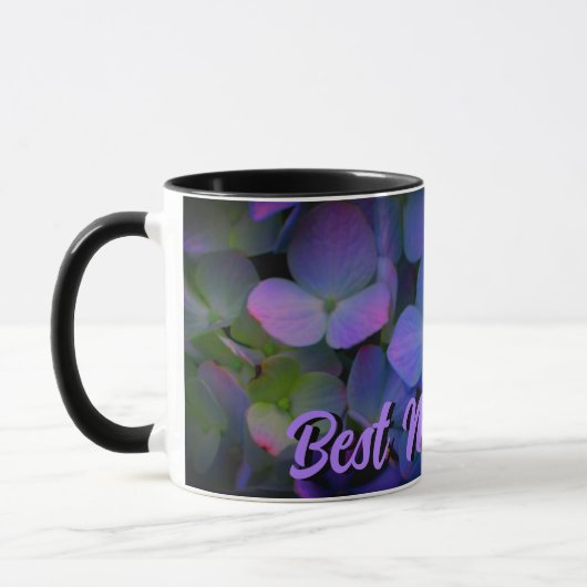 Violett lila-rosa-blaue Hydrangeas Blume Mama Tasse (Links)