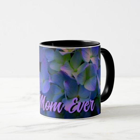 Violett lila-rosa-blaue Hydrangeas Blume Mama Tasse (VorderseiteRechts)