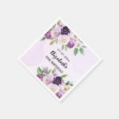 Violett lila-rosa Floraliner Geburtstag Serviette (Ecke)