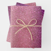 Violett Lila rosa Triple Glitzer Ombre Gradient Geschenkpapier Set (Beispiel)