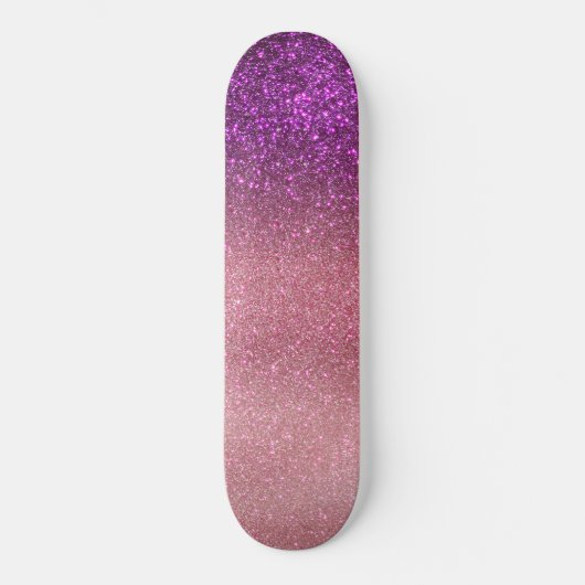 Violett Lila rosa Triple Glitzer Ombre Gradient Skateboard (Vorderseite)