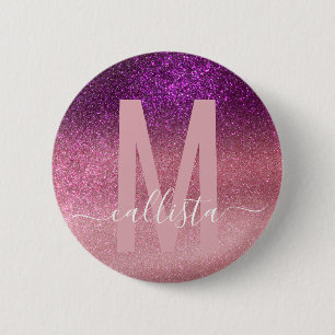 Violett Lila rosa Triple Glitzer Ombre Monogram Button