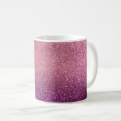 Violett Lila rosa Triple Glitzer Ombre Monogram Kaffeetasse (VorderseiteRechts)