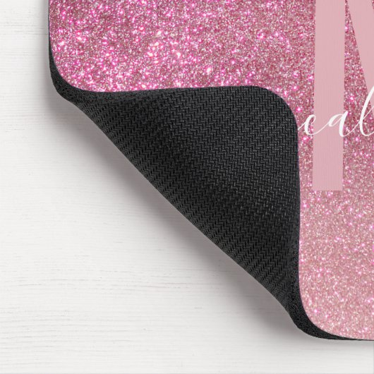 Violett Lila rosa Triple Glitzer Ombre Monogram Mousepad (Ecke)