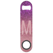 Violett Lila rosa Triple Glitzer Ombre Monogram Speed Flaschenöffner (Vorderseite)