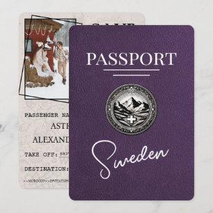 Violett Lila Schweden Reisepass Save The Date