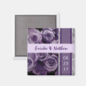 VIOLETT LILA Spitzen Hochzeit Rose Bouquet Magnet (Vorderseite/Rückseite)