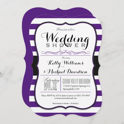 Violett Lila und weiße Paare Polterabend Einladung (Vorne/Hinten)