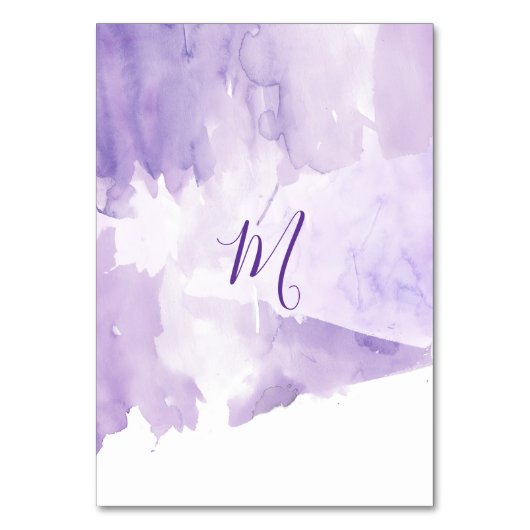 Violett Lila Wasserfarbensplash-Tischnummern Tischnummer (Rückseite)