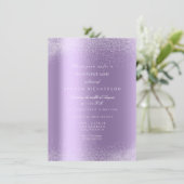 Violett Lila weiße Glitzer-Blätter Sand Frame Glam Einladung (Stehend Vorderseite)