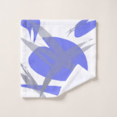 Violett Lila, weiße und graue Abstrakte Kunst Badhandtuch Set (Waschlappen)