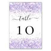 Violett lila weißer Glitzer Glitzern glamourös Tischnummer (Rückseite)