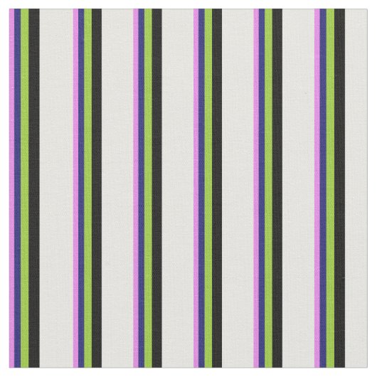 Violett, Midnight Blue, Green, Black & White Lines Stoff (Nahaufnahme)