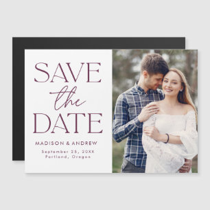 Violett   Modernes Typografie-Foto Save the Date Magneteinladung