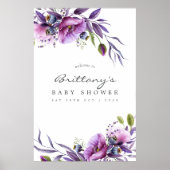 Violett Mohnblütendusche im Wasser Begrüßung Poster (Vorne)