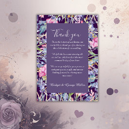 Violett Pastellgrün Wildblume Hochzeit Dankeskarte