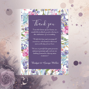 Violett Pastellgrün Wildblume Hochzeit Dankeskarte
